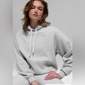 Alo Light Gray Logo Hoodie and matching Sweatpants